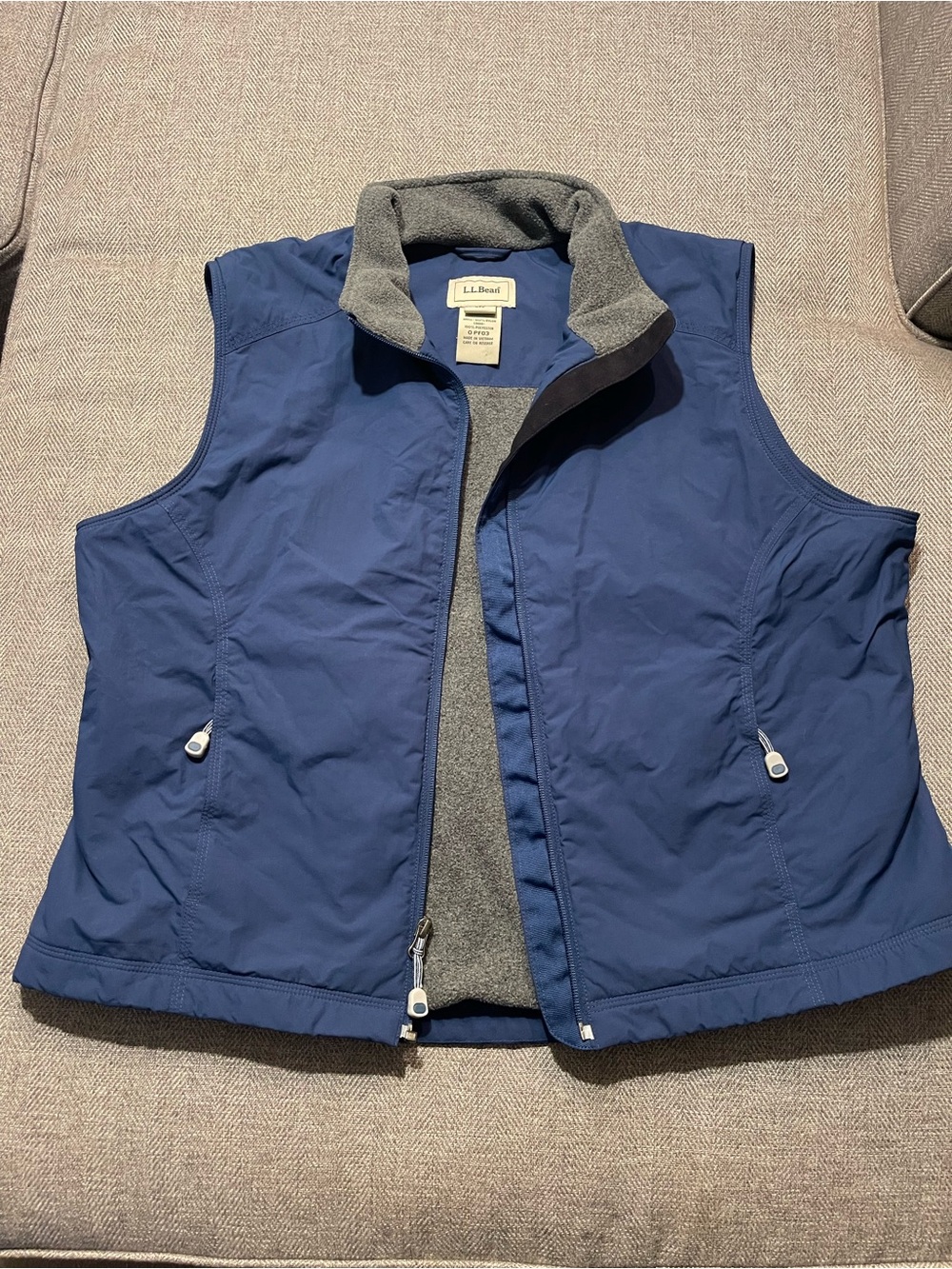 L.L.Bean Women’s XL Blue Fleece Lined Nylon Full Zip Vest Gorpcore